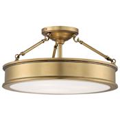 Minka Lavery Harbour Point 3 Light 19" Wide Semi-Flush Ceiling Fixture with Etched White Glass Liberty Gold