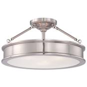 Minka Lavery Harbour Point 3 Light 19" Wide Semi-Flush Ceiling Fixture with Etched White Glass Brushed Nickel