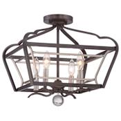 Minka Lavery 4 Light 16" Wide Semi-Flush Ceiling Fixture from the Astrapia Collection Dark Rubbed Sienna with Aged Silver