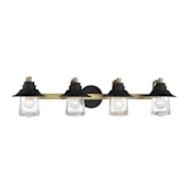 Minka Lavery Westfield Manor 4 Light 34" Wide Bathroom Vanity Light Sand Coal / Soft Brass