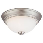 Minka Lavery Overland Park 2 Light 13" Wide Vantage Flush Mount Ceiling Fixture with Etched White Glass Brushed Nickel
