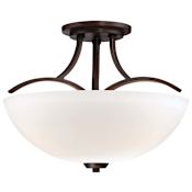 Minka Lavery Overland Park 3 Light 16-1/2" Wide Vantage Semi-Flush Ceiling Fixture with Etched Glass Vintage Bronze