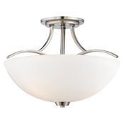 Minka Lavery Overland Park 3 Light 16-1/2" Wide Vantage Semi-Flush Ceiling Fixture with Etched Glass Brushed Nickel