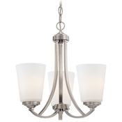 Minka Lavery Overland Park 3 Light 16" Wide Vantage Chandelier with Etched Glass Shades Brushed Nickel