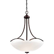 Minka Lavery Overland Park 3 Light 21-1/2" Wide Vantage Bowl Pendant with Etched Glass Shades Vintage Bronze
