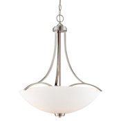 Minka Lavery Overland Park 3 Light 21-1/2" Wide Vantage Bowl Pendant with Etched Glass Shades Brushed Nickel