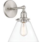 Minka Lavery Barwell 14" Tall Bathroom Sconce with Clear Glass Shade Brushed Nickel