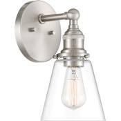 Minka Lavery Barwell 12" Tall Bathroom Sconce with Clear Glass Shade Brushed Nickel