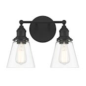 Minka Lavery Barwell 2 Light 15" Wide Vanity Light with Clear Glass Shades Coal
