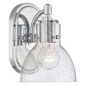 Minka Lavery 1 Light 8.5" Height Bathroom Sconce with Clear Seeded Shade from the Seeded Bath Art Collection Chrome