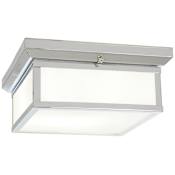 Minka Lavery Daventry 2 Light 13" Wide Flush Mount Ceiling Fixture with White Glass Chrome