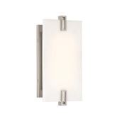 Minka Lavery Aizen 12" Tall LED Wall Sconce with Faux Alabaster Shade - ADA Compliant Brushed Nickel