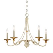 Minka Lavery Westchester County 5 Light 28" Wide Taper Candle Chandelier Farm House White with Gilded Gold