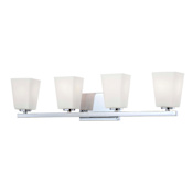 Minka Lavery City Square 4 Light Bathroom Vanity Light with Etched Opal Glass Chrome