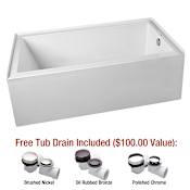 Mirabelle Edenton 60" X 30" Three-Wall Alcove Soaking Tub with Right Hand Drain White