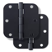 Miseno 3-1/2 x 3-1/2 Plain Bearing 5/8" Radius Corner Door Hinge - Pair Matte Black