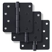 Miseno 4 x 4 Plain Bearing 1/4" Radius Corner Door Hinge - Pack of 3 Matte Black