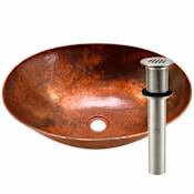 Miseno Oval 18" Copper Vessel Bathroom Sink Brushed Nickel Drain