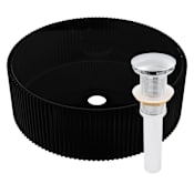 Miseno Fesso 15-1/2" Circular Glass Vessel Bathroom Sink and Pop-Up Drain Assembly Grey / Chrome Drain