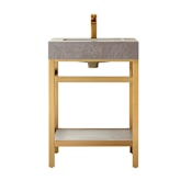 Miseno Funes 24" Free Standing Single Basin Vanity Set with Cabinet and Stone Vanity Top Brushed Gold / Gray