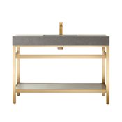 Miseno Funes 48" Free Standing Single Basin Vanity Set with Cabinet and Stone Vanity Top Brushed Gold / Gray