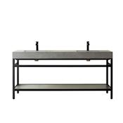 Miseno Funes 72" Free Standing Double Basin Vanity Set with Cabinet and Stone Vanity Top Matte Black / Gray