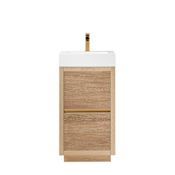 Miseno Huesca 18" Free Standing Single Basin Vanity Set with Cabinet and Stone Composite Vanity Top North American Oak