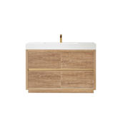 Miseno Huesca 48" Free Standing Single Basin Vanity Set with Cabinet and Stone Composite Vanity Top North American Oak