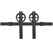 Miseno 96" Large Wheel Bent Strap Barn Door Hardware Kit Black