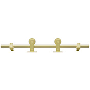 Miseno 78-3/4" Single Roller Round Rod Barn Door Hardware Kit Champagne Brass