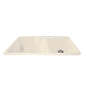 Miseno 36" Cast Iron Double Basin Kitchen Sink for Drop In Installations with 60/40 Split and Sound Dampening Technology Biscuit