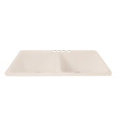 Miseno 43" Cast Iron Double Basin Kitchen Sink for Drop In Installations with 50/50 Split and Sound Dampening Technology Biscuit
