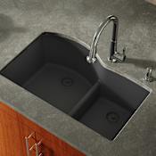 Miseno Georgia 33" Double Basin Undermount Stone Composite Kitchen Sink with 60/40 Split Black
