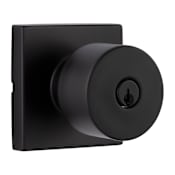 Miseno Quattro Shaker Single Cylinder Keyed Entry Door Knob Set with Square Rose Matte Black