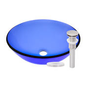 Miseno Circular 16-1/2" Tempered Glass Vessel Bathroom Sink with Drain Included Brushed Nickel Drain
