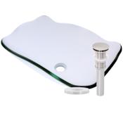 Miseno Oval 20" Tempered Glass Vessel Bathroom Sink Brushed Nickel Drain