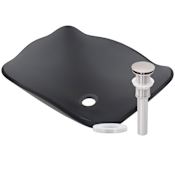 Miseno Oval 20" Vessel Tempered Glass Bathroom Sink Brushed Nickel Drain