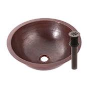 Miseno Round 17" Copper Drop-In or Undermount Bathroom Sink Hand-Hammered Antique Copper