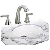 Miseno Bathroom Combo - 17-3/8" Undermount Bathroom Sink with Overflow and Widespread Bathroom Faucet White / Brushed Nickel