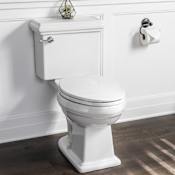Miseno Santi Two-Piece High-Efficiency Toilet with Elongated Chair Height Bowl - Includes Soft Close Seat, Wax Ring Kit, and Classic Style Tank Lid Bright White