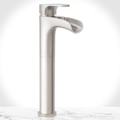Miseno Cascade Single Hole Vessel Bathroom Faucet - Includes Push-Pop Drain Assembly Brushed Nickel