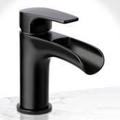 Miseno Cascade Single Hole Bathroom Faucet - Includes Push-Pop Drain Assembly and Optional Deck Plate Flat Black