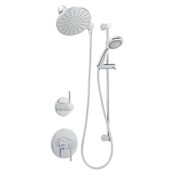 Miseno Mia Pressure Balanced Shower System with 2.0 GPM Rain Shower Head, Hand Shower, Slide Bar, and Standard Shower Arm - Rough-In Valves Included Polished Chrome
