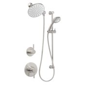 Miseno Mia Pressure Balanced Shower System with 1.8 GPM Single Function Rain Shower Head, Hand Shower, Slide Bar, and Wall Mounted Shower Arm - Rough-In Valves Included Brushed Nickel