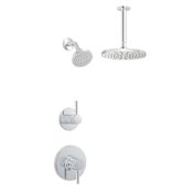 Miseno Mia Pressure Balanced Shower System with 2.0 GPM Rain Shower Heads, Ceiling Mounted and Standard Shower Arms - Rough-In Valves Included Polished Chrome