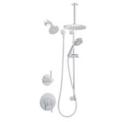 Miseno Mia Pressure Balanced Shower System with 2.0 GPM Rain Shower Heads, Hand Shower, Slide Bar, Ceiling Mounted and Standard Shower Arms Polished Chrome