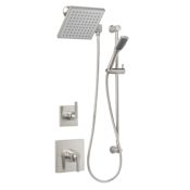 Miseno Elysa Pressure Balanced Shower System with 1.8 GPM Rain Shower Head, Hand Shower, Slide Bar, and Standard Shower Arm - Rough-In Valves Included Brushed Nickel