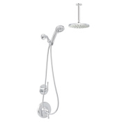 Miseno Bella Pressure Balanced Shower System with 1.8 GPM Rain Shower Head, Hand Shower, Hand Shower Holder, and Ceiling Mounted Shower Arm Polished Chrome