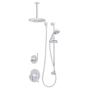 Miseno Bella Pressure Balanced Shower System with 1.8 GPM Rain Shower Head, Hand Shower, Slide Bar, and Ceiling Mounted Shower Arm - Rough-In Valves Included Polished Chrome