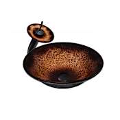 Miseno Hand Painted 17" Glass Vessel Bathroom Sink with Single Hole Bathroom Faucet and Pop-Up Drain Assembly Oil Rubbed Bronze